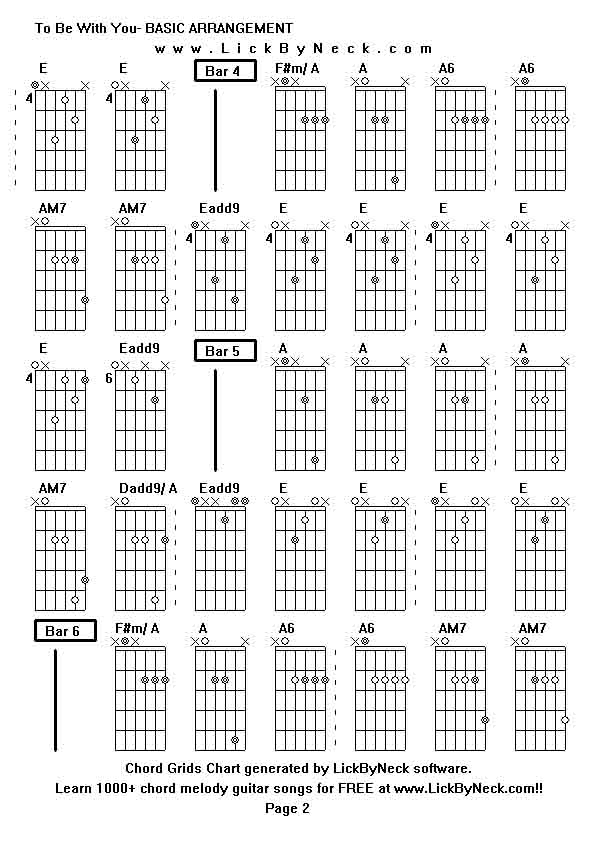 Chord Grids Chart of chord melody fingerstyle guitar song-To Be With You- BASIC ARRANGEMENT,generated by LickByNeck software.